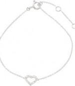 14K White Gold Diamond Heart Bracelet