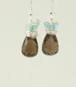 Faceted Smoky Quartz And Apatite Gemstone Earrings