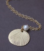 Gold Shell Necklace With Saltwater Pearl