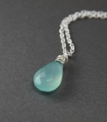 Sterling Silver Flat Faceted Calcedony Gemstone Necklace