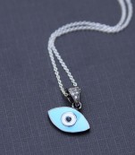Silver Evil Eye 0.9 ct Diamond Necklace