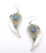 Silver Tone Peacock Earrings