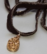 Glam Silk Drusy Necklace – Brown/Gold