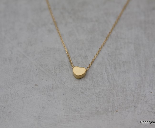 Gold Heart Necklace Handmade Modern Jewelry