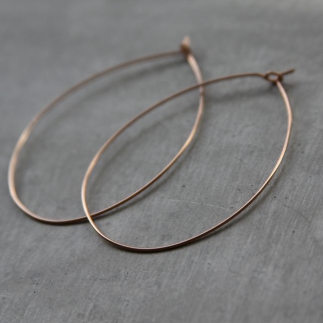 Rose Gold Hoop Earrings Handmade Designer Jewelry