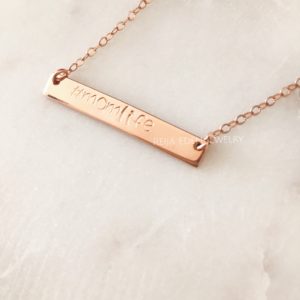 hand stamped #momlife necklace
