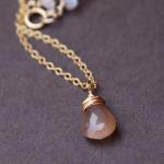Peach Moonstone Gold Necklace