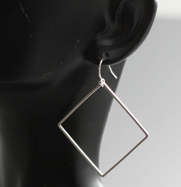 handmade silver square earrings