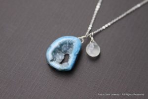 blue druzy necklace