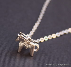 swedish dala horse necklace