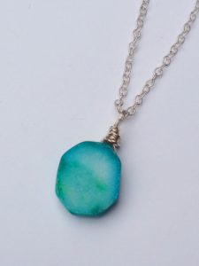 green druzy necklace