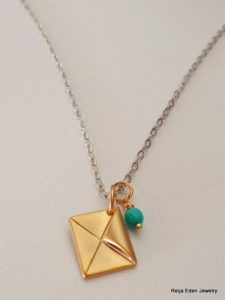 gold envelope charm necklace