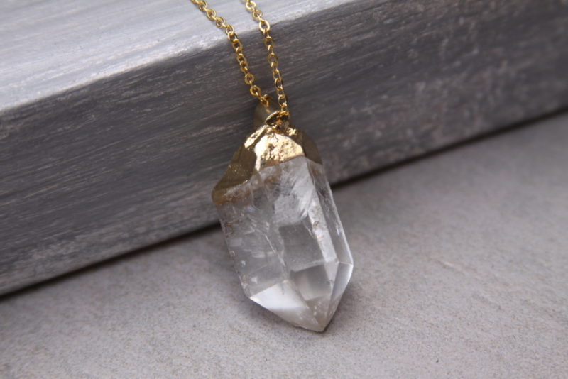 raw quartz necklace