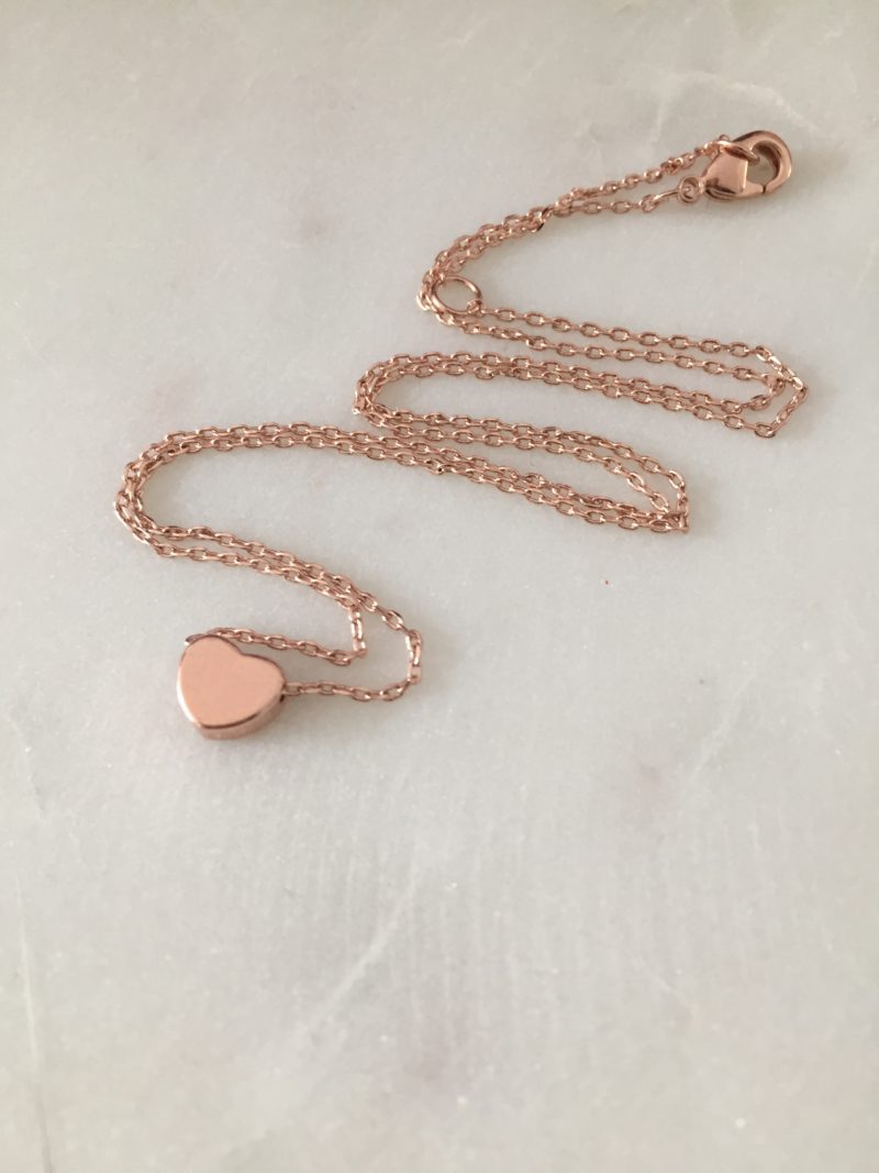 handmade rose gold heart necklace
