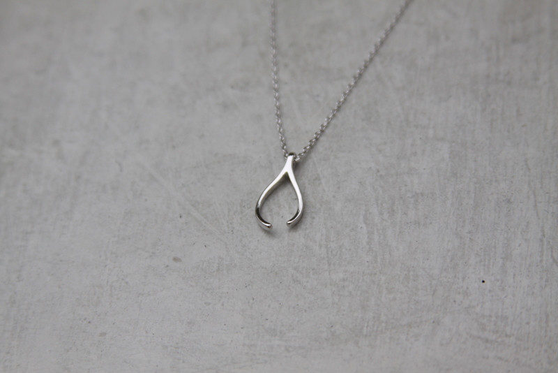 handmade silver wishbone necklace