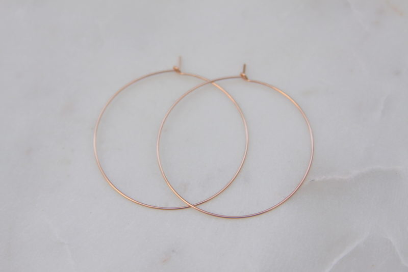 thin rose gold hoops