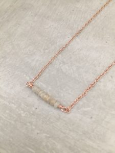 handmade rose gold grey sapphire necklace