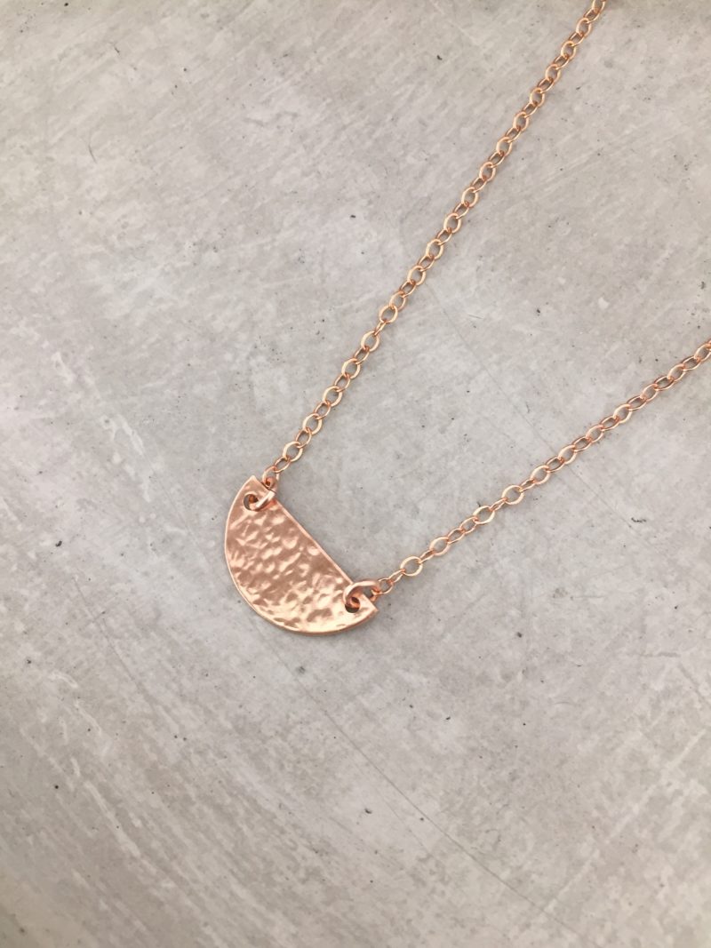 handmade rose gold half circle necklace