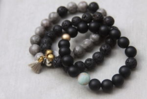 handmade black and grey beaded bracelets