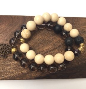 smoky quartz gemstone bracelet set