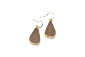brown druzy earrings - gold