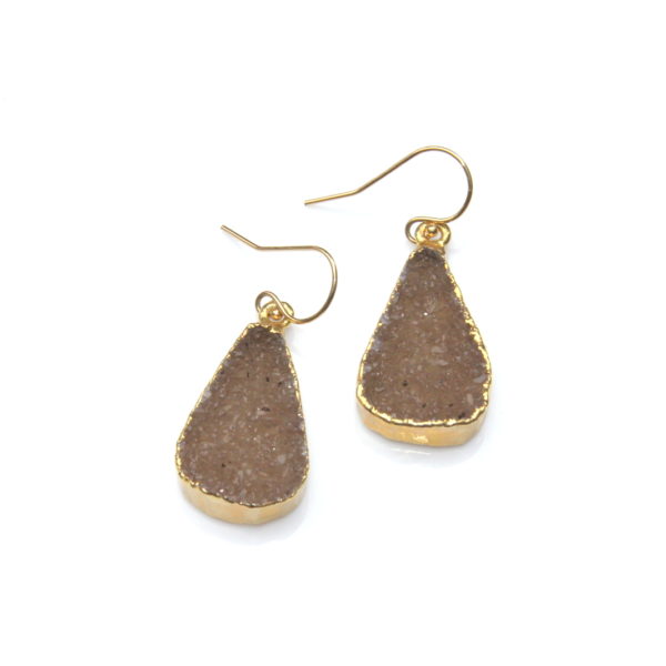 brown druzy earrings - gold
