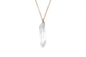 raw quartz necklace - gold - handmade