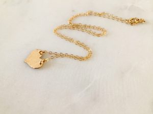 hand ammered gold heart necklace