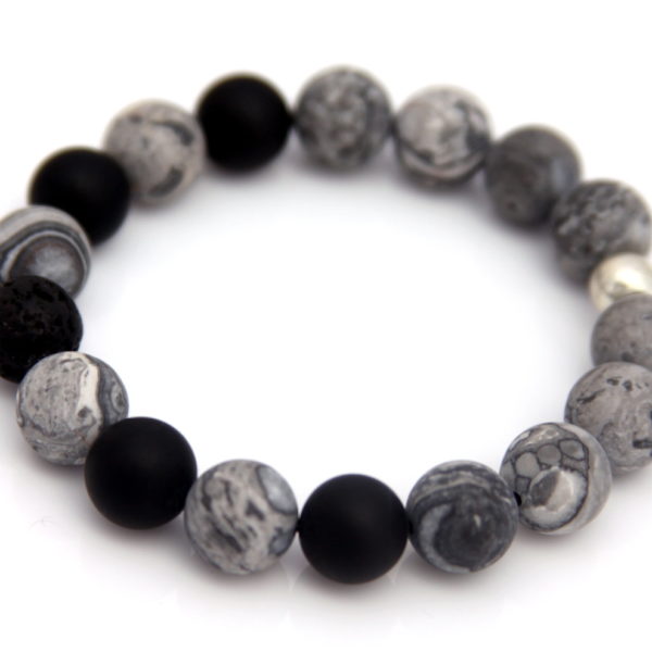 grey lava bead bracelet - essential oil diffuser jewelry