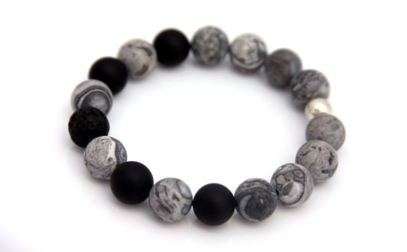 grey lava bead bracelet - essential oil diffuser jewelry