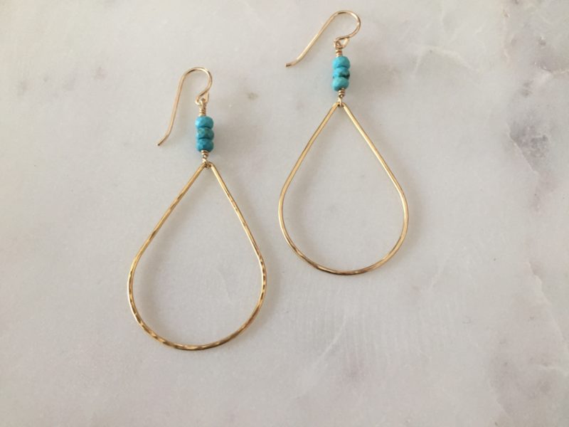 handmade gold turquoise earrings