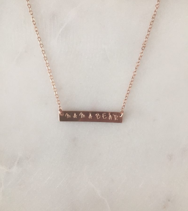 hand stamped bar necklace