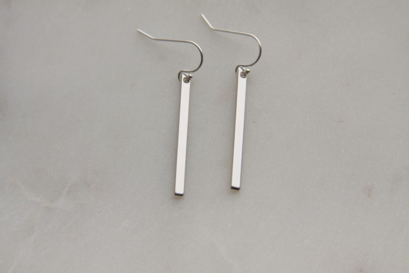 silver stick earrings