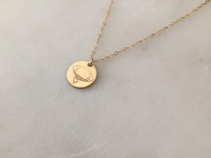 gold football necklace - hand stamped
