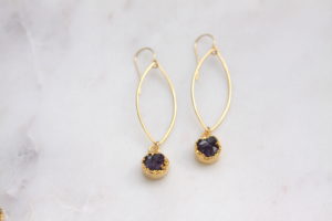 amethyst druzy earrings - gold