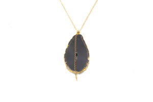 black agate necklace - gold