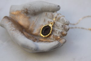 black druzy necklace - gold