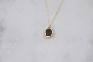 black stone necklace - gold