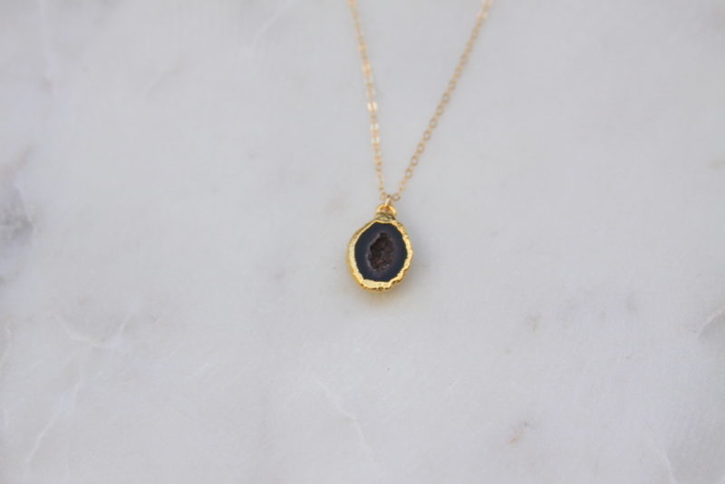 black stone necklace - gold