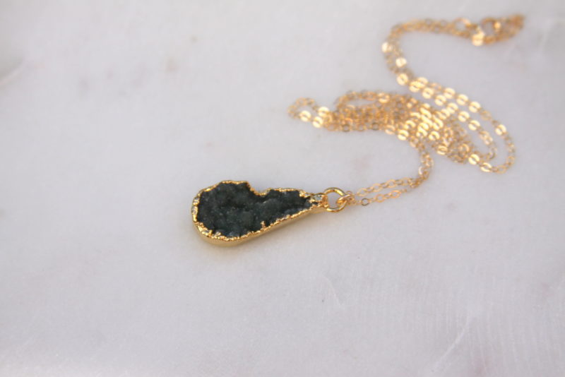 gold druzy necklace - handmade