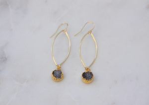 stone earrings - handmade - gold
