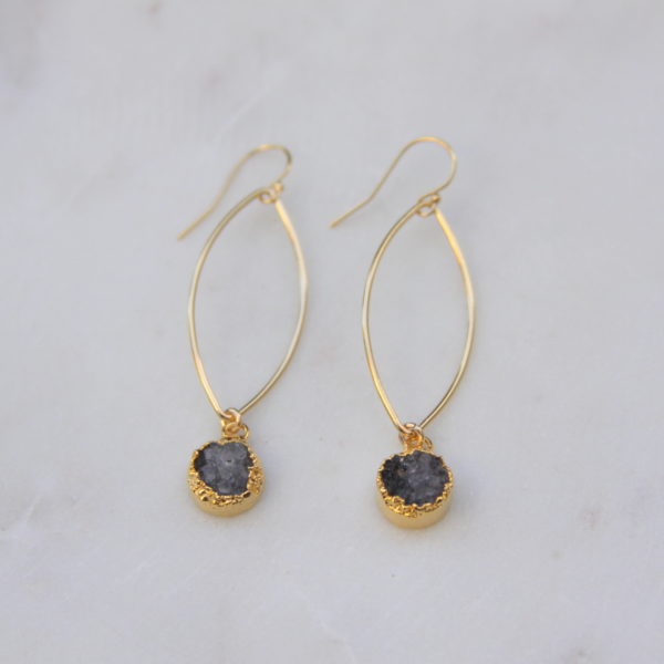 stone earrings - handmade - gold