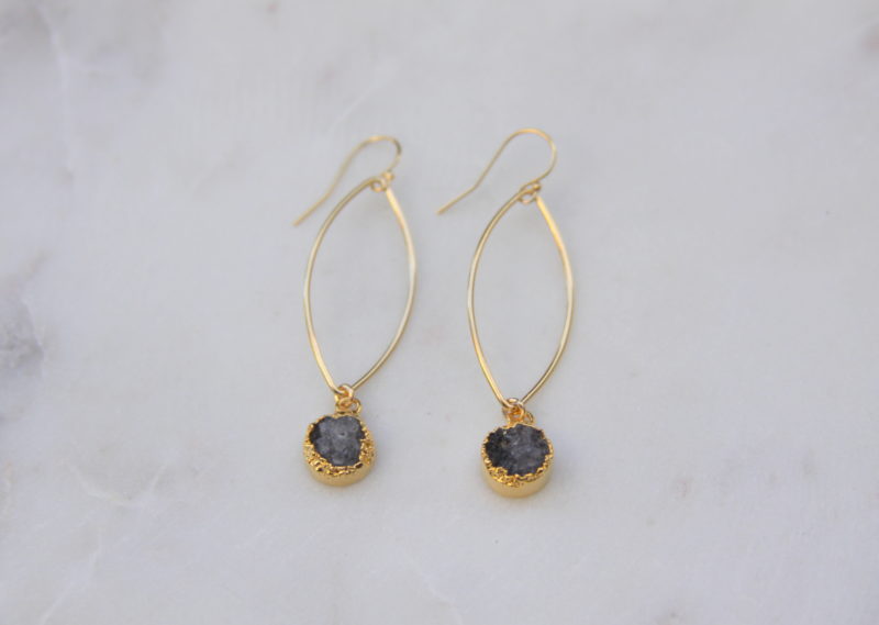 stone earrings - handmade - gold