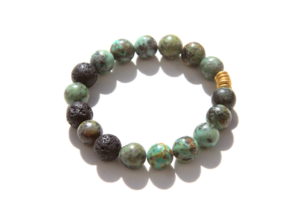 African turquoise beaded bracelet - lava beads