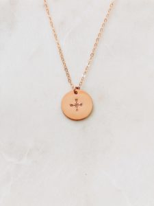 rose gold compass necklace - hand stamped