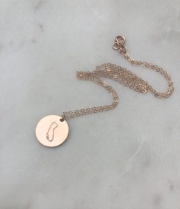 hand stamped gold california necklace