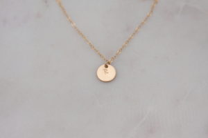 gold initial necklace - hand stamped